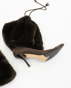 Vintage x ZIGI NEW YORK Brown Furry Heels (6.5, 7)