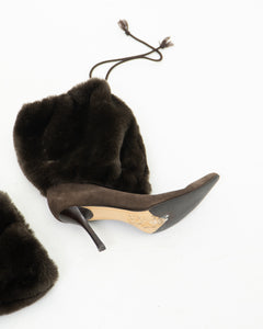 Vintage x ZIGI NEW YORK Brown Furry Heels (6.5, 7)