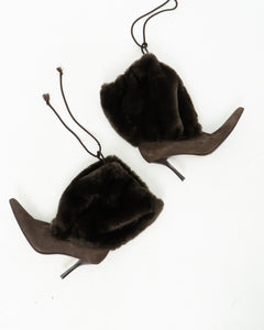 Vintage x ZIGI NEW YORK Brown Furry Heels (6.5, 7)