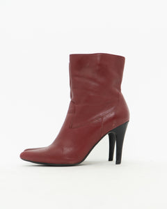 Vintage x Nine West Burgundy Leather Heeled Boots (7.5, 8)