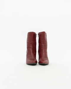 Vintage x Nine West Burgundy Leather Heeled Boots (7.5, 8)