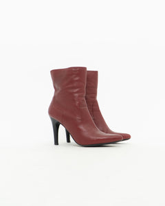 Vintage x Nine West Burgundy Leather Heeled Boots (7.5, 8)