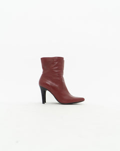 Vintage x Nine West Burgundy Leather Heeled Boots (7.5, 8)