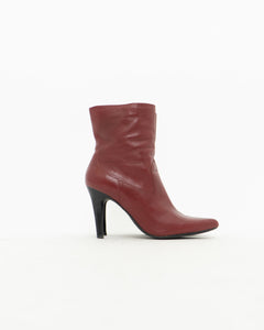 Vintage x Nine West Burgundy Leather Heeled Boots (7.5, 8)