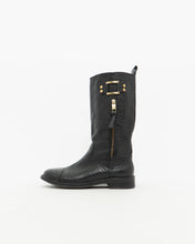 Load image into Gallery viewer, TORY BURCH x Black Pebble Leather Biker Boots (7-7.5)