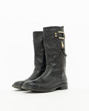 Load image into Gallery viewer, TORY BURCH x Black Pebble Leather Biker Boots (7-7.5)