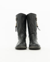 Load image into Gallery viewer, TORY BURCH x Black Pebble Leather Biker Boots (7-7.5)