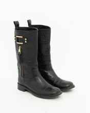 Load image into Gallery viewer, TORY BURCH x Black Pebble Leather Biker Boots (7-7.5)