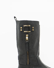 Load image into Gallery viewer, TORY BURCH x Black Pebble Leather Biker Boots (7-7.5)