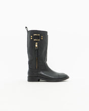 Load image into Gallery viewer, TORY BURCH x Black Pebble Leather Biker Boots (7-7.5)