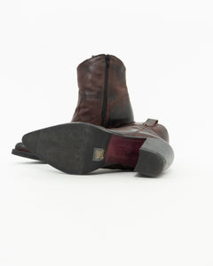 EMANUELE CRASTO x Distressed Purple Leather Western Boots (10)