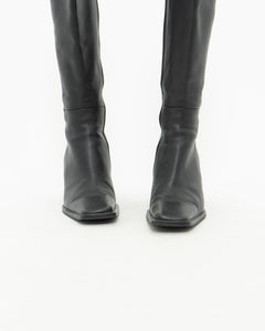 Vintage x Tall Black Leather Boots (8)