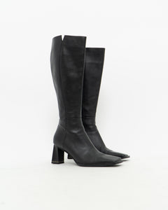 Vintage x Tall Black Leather Boots (8)