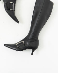 CHINESE LAUNDRY x Black Buckled Tall Leather Boots (6)