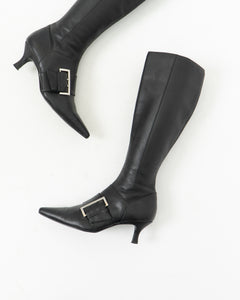 CHINESE LAUNDRY x Black Buckled Tall Leather Boots (6)