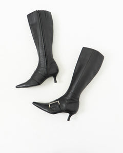 CHINESE LAUNDRY x Black Buckled Tall Leather Boots (6)