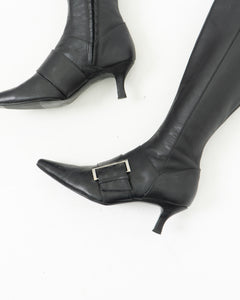 CHINESE LAUNDRY x Black Buckled Tall Leather Boots (6)