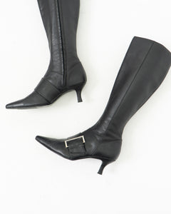 CHINESE LAUNDRY x Black Buckled Tall Leather Boots (6)