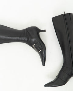 CHINESE LAUNDRY x Black Buckled Tall Leather Boots (6)