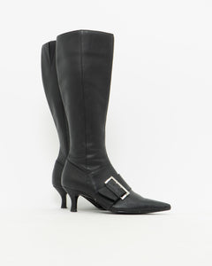 CHINESE LAUNDRY x Black Buckled Tall Leather Boots (6)