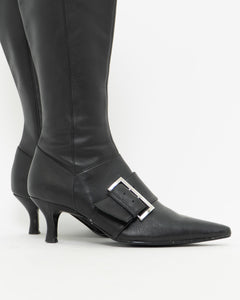 CHINESE LAUNDRY x Black Buckled Tall Leather Boots (6)