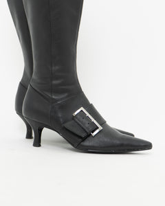 CHINESE LAUNDRY x Black Buckled Tall Leather Boots (6)