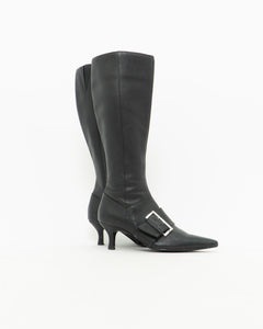 CHINESE LAUNDRY x Black Buckled Tall Leather Boots (6)