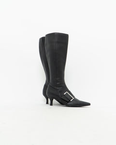 CHINESE LAUNDRY x Black Buckled Tall Leather Boots (6)