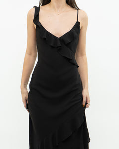 PARK & FIFTH x Black Ruffle Dress (XXS, XS)