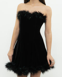 Vintage x Fur Trimmed Tube Dress (M)