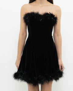 Vintage x Fur Trimmed Tube Dress (M)