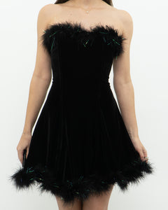 Vintage x Fur Trimmed Tube Dress (M)