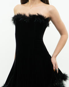 Vintage x Fur Trimmed Tube Dress (M)