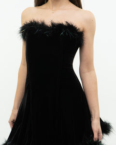 Vintage x Fur Trimmed Tube Dress (M)