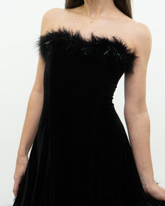 Vintage x Fur Trimmed Tube Dress (M)