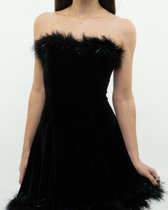 Vintage x Fur Trimmed Tube Dress (M)