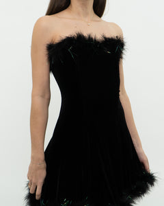 Vintage x Fur Trimmed Tube Dress (M)