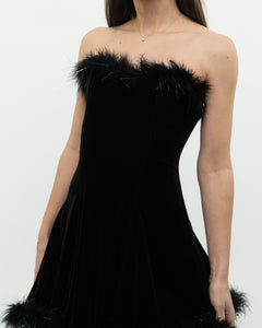 Vintage x Fur Trimmed Tube Dress (M)