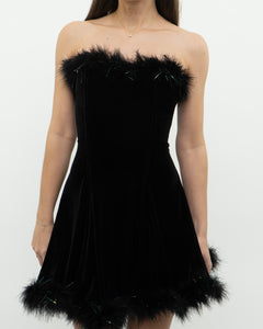 Vintage x Fur Trimmed Tube Dress (M)