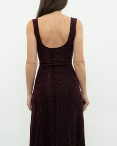 Vintage x Burgundy Glitter Bodycon Dress (S)