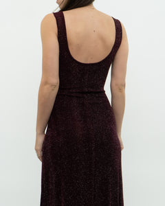 Vintage x Burgundy Glitter Bodycon Dress (S)