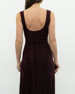 Vintage x Burgundy Glitter Bodycon Dress (S)