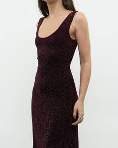 Vintage x Burgundy Glitter Bodycon Dress (S)