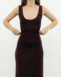 Vintage x Burgundy Glitter Bodycon Dress (S)