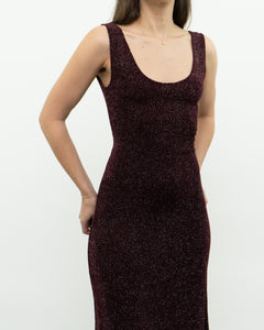 Vintage x Burgundy Glitter Bodycon Dress (S)