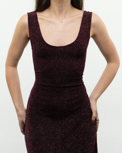 Vintage x Burgundy Glitter Bodycon Dress (S)