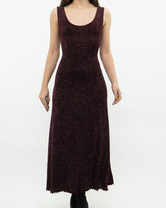 Vintage x Burgundy Glitter Bodycon Dress (S)