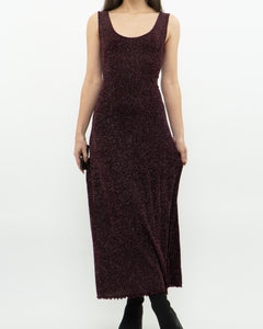 Vintage x Burgundy Glitter Bodycon Dress (S)