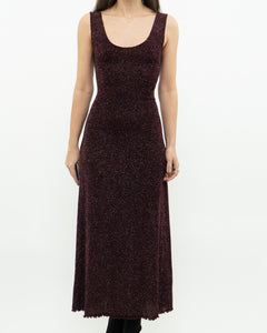 Vintage x Burgundy Glitter Bodycon Dress (S)