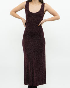 Vintage x Burgundy Glitter Bodycon Dress (S)